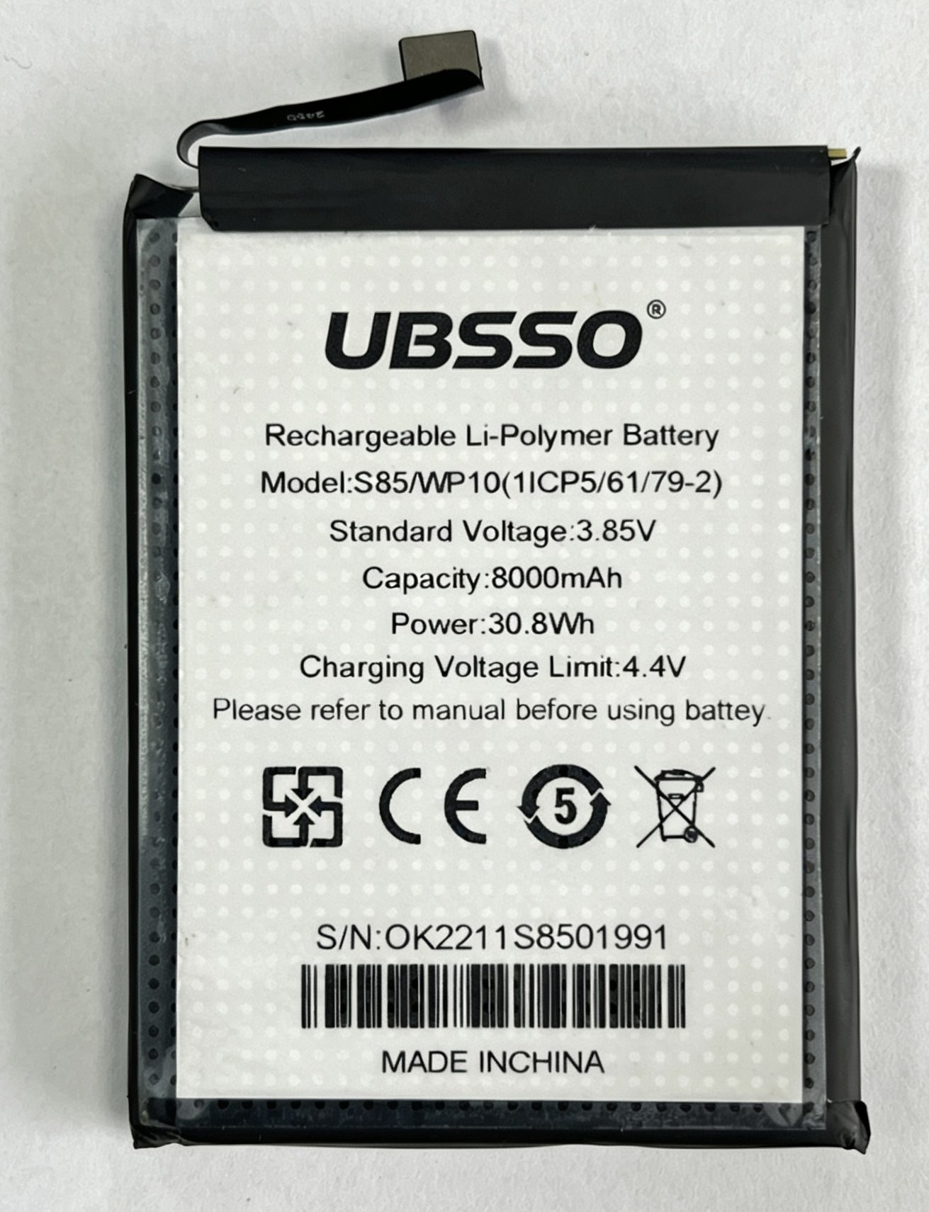 High-Capacity Replacement Lithium-Polymer Battery S85/WP10 — 8000mAh, 3.85V