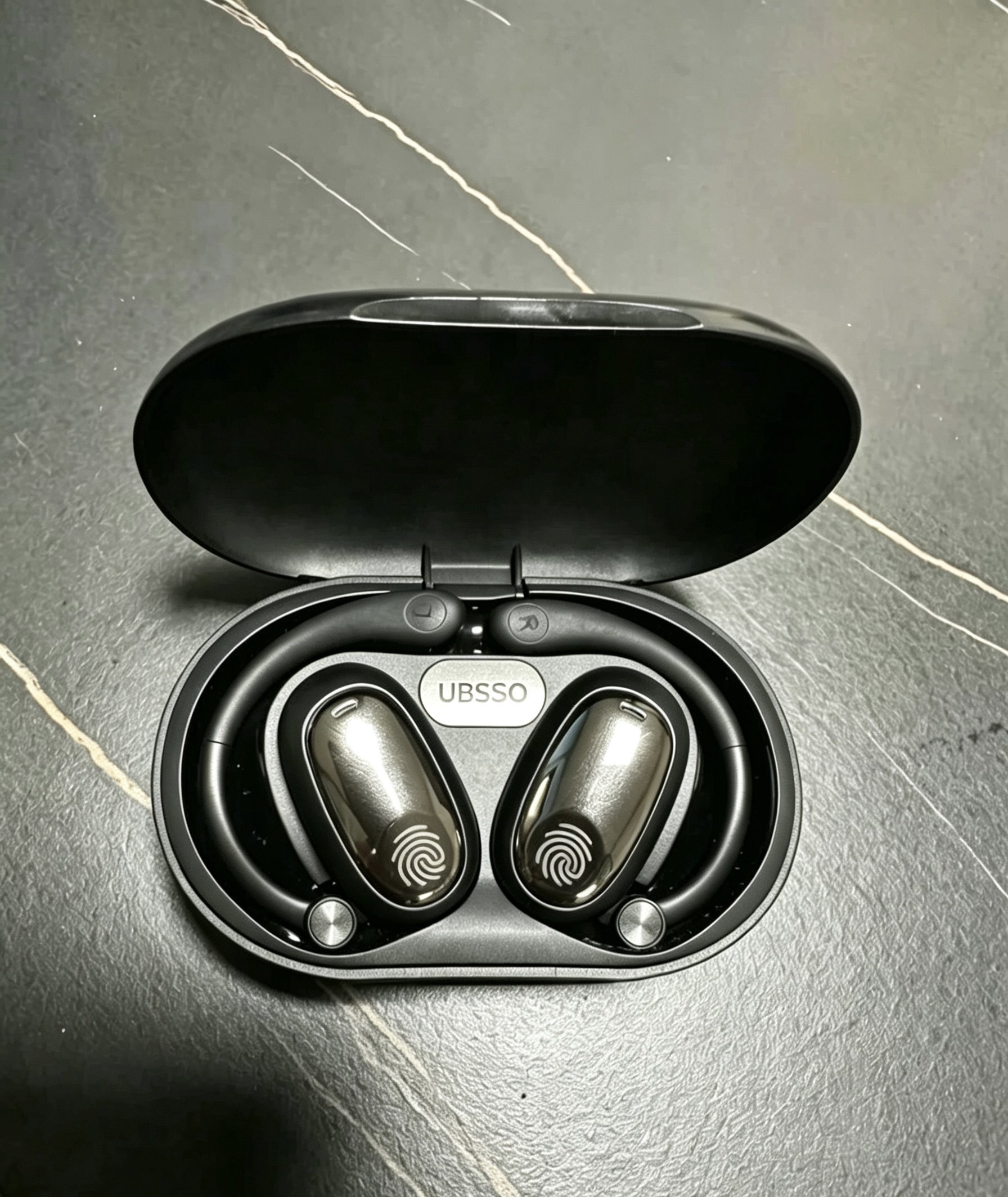 Black Wireless Earbuds Charging Case — Compact Portable Charging Box