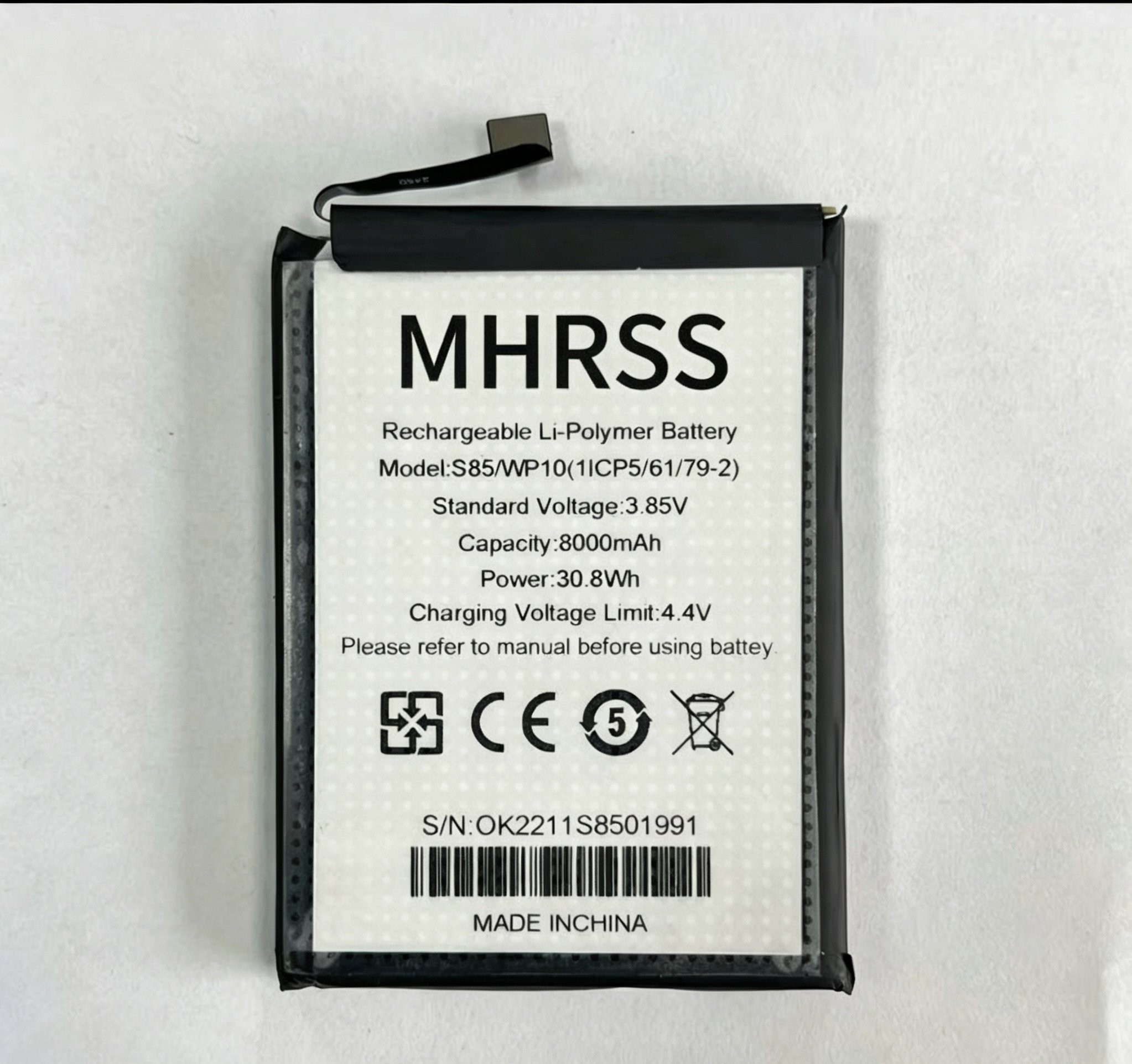 S85/WP10 3.85V Lithium-Polymer Replacement Battery — 8000mAh